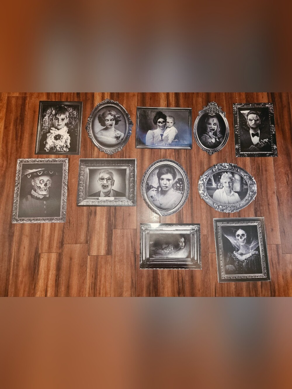 GUC (11) Halloween Black & White Spooky Portrait Wall Decals For Party